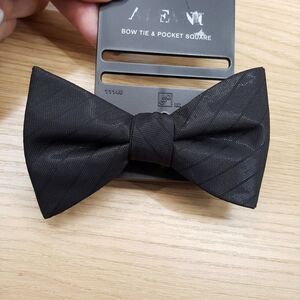 ALFANI Bow Tie Solid Black Stripe Pre-Tied Bowtie